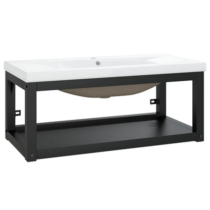 Telaio per Lavabo da Bagno con Lavabo Integrato Nero in Ferro | homemem39