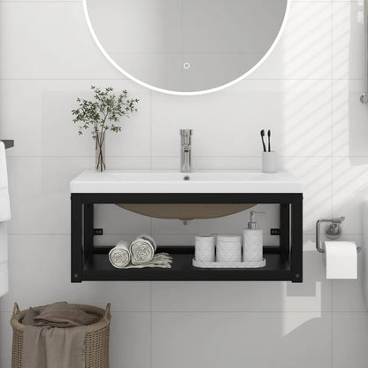 Telaio per Lavabo da Bagno con Lavabo Integrato Nero in Ferro | homemem39