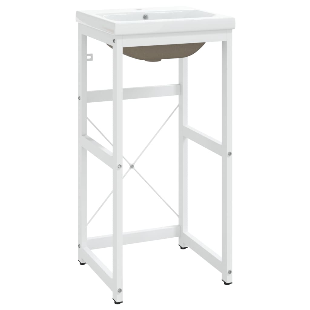 Telaio per Lavabo da Bagno con Lavabo Integrato Bianco in Ferro | homemem39