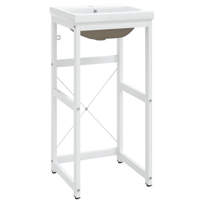 Telaio per Lavabo da Bagno con Lavabo Integrato Bianco in Ferro | homemem39