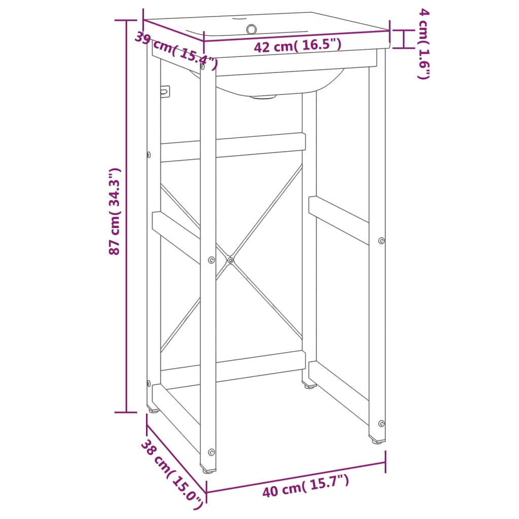 Telaio per Lavabo da Bagno con Lavabo Integrato Bianco in Ferro | homemem39