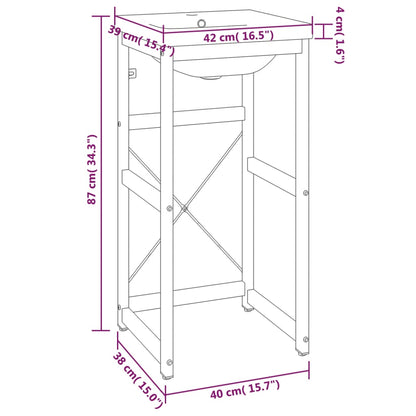 Telaio per Lavabo da Bagno con Lavabo Integrato Bianco in Ferro | homemem39