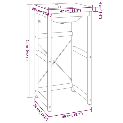 Telaio per Lavabo da Bagno con Lavabo Integrato Nero in Ferro - homemem39