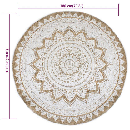 Tappeto in Juta Intrecciata con Stampa 180 cm Rotondo - homemem39