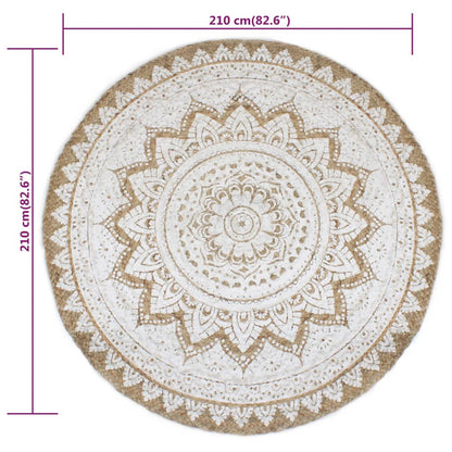 Tappeto in Juta Intrecciata con Stampa 210 cm Rotondo - homemem39
