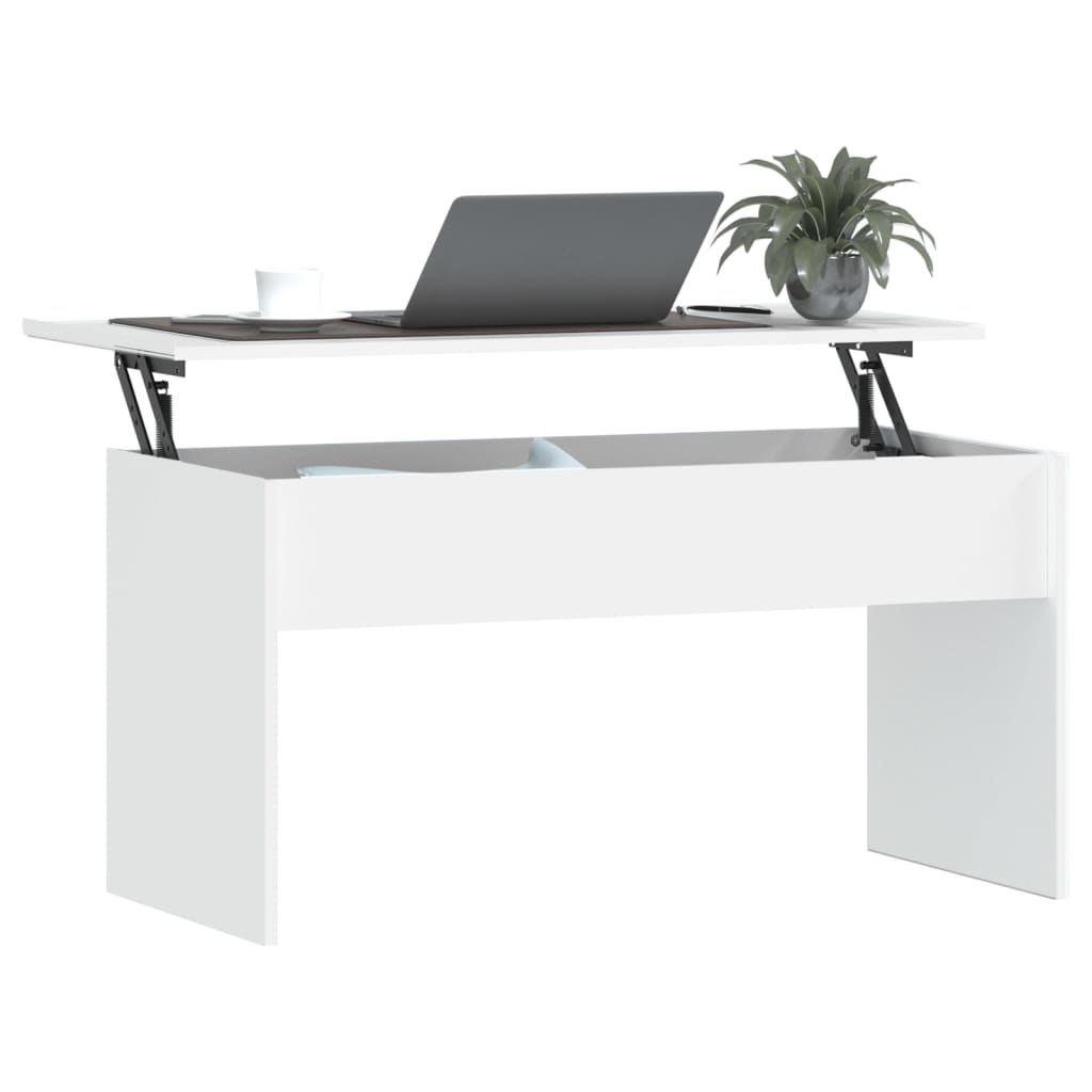Tavolino da Salotto Bianco 102x50,5x52,5cm in Legno Multistrato | homemem39
