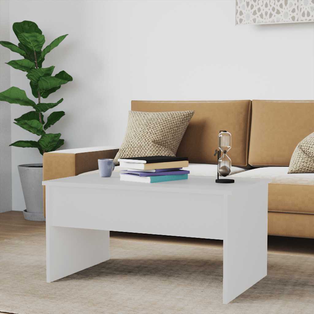 Tavolino da Salotto Bianco 80x50,5x41,5 cm Legno Multistrato | homemem39