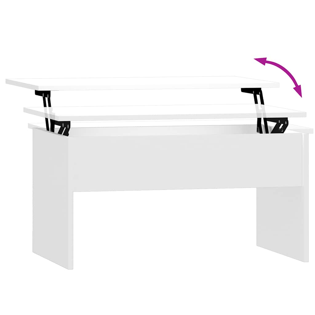 Tavolino Salotto Bianco Lucido 80x50,5x41,5cm Legno Multistrato | homemem39