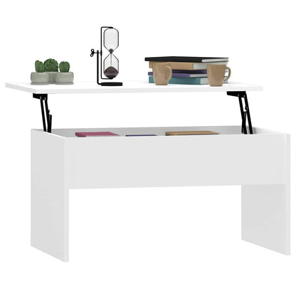Tavolino Salotto Bianco Lucido 80x50,5x41,5cm Legno Multistrato | homemem39