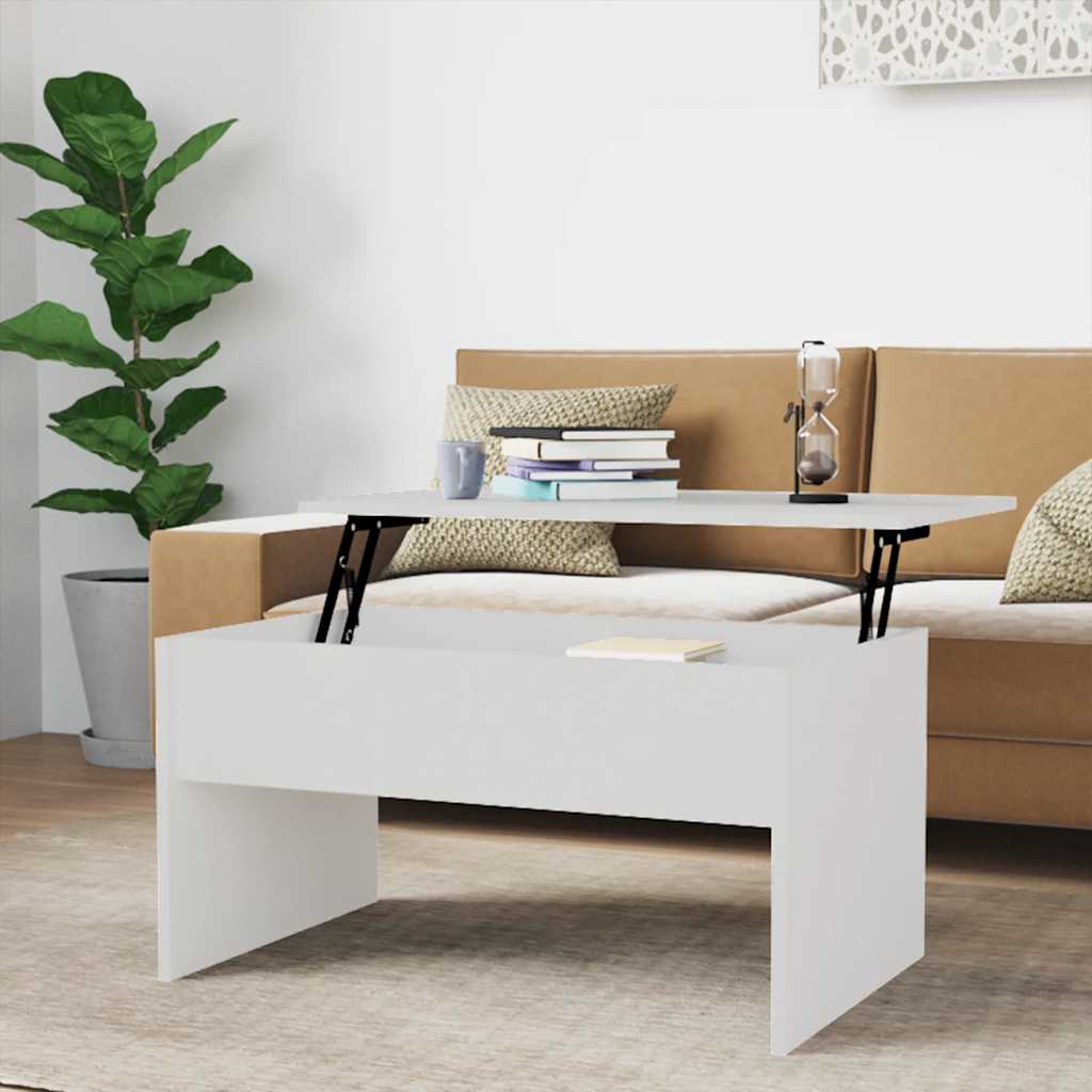Tavolino Salotto Bianco Lucido 80x50,5x41,5cm Legno Multistrato | homemem39
