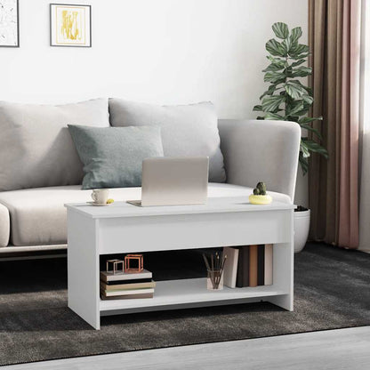 Tavolino da Salotto Bianco 102x50x52,5 cm in Legno Multistrato | homemem39