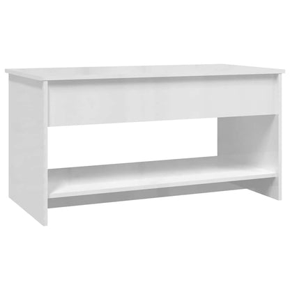 Tavolino Salotto Bianco Lucido 102x50x52,5 cm Legno Multistrato | homemem39