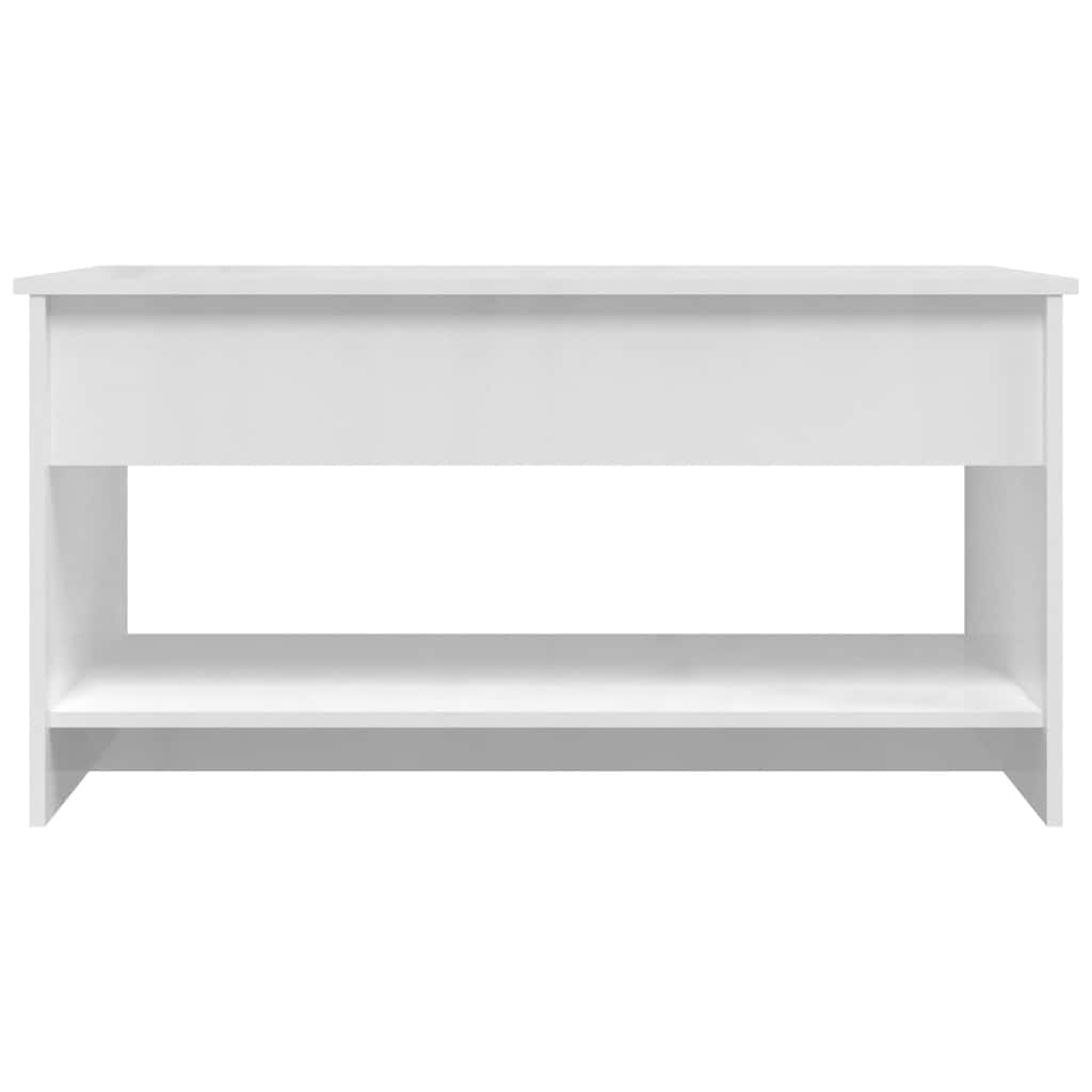 Tavolino Salotto Bianco Lucido 102x50x52,5 cm Legno Multistrato | homemem39