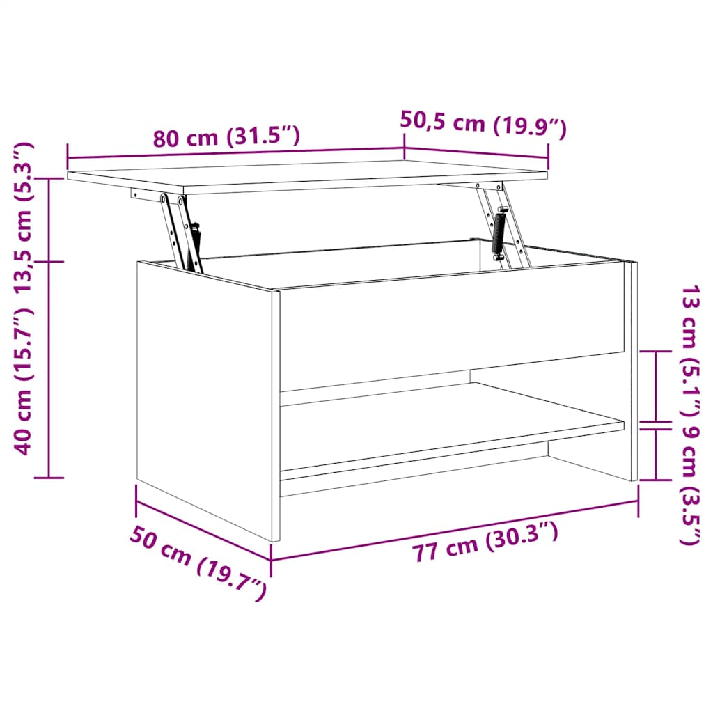 Tavolino da Salotto Nero 80x50x40 cm in Legno Multistrato | homemem39