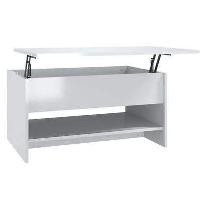 Tavolino da Salotto Bianco Lucido 80x50x40 cm Legno Multistrato