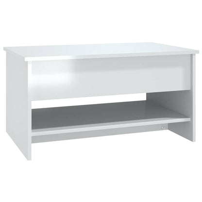 Tavolino da Salotto Bianco Lucido 80x50x40 cm Legno Multistrato