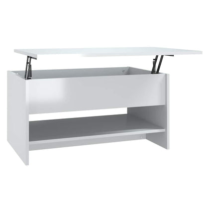 Tavolino da Salotto Bianco Lucido 80x50x40 cm Legno Multistrato