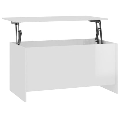Tavolino Bianco Lucido 102x55,5x52,5 cm in Legno Multistrato | homemem39