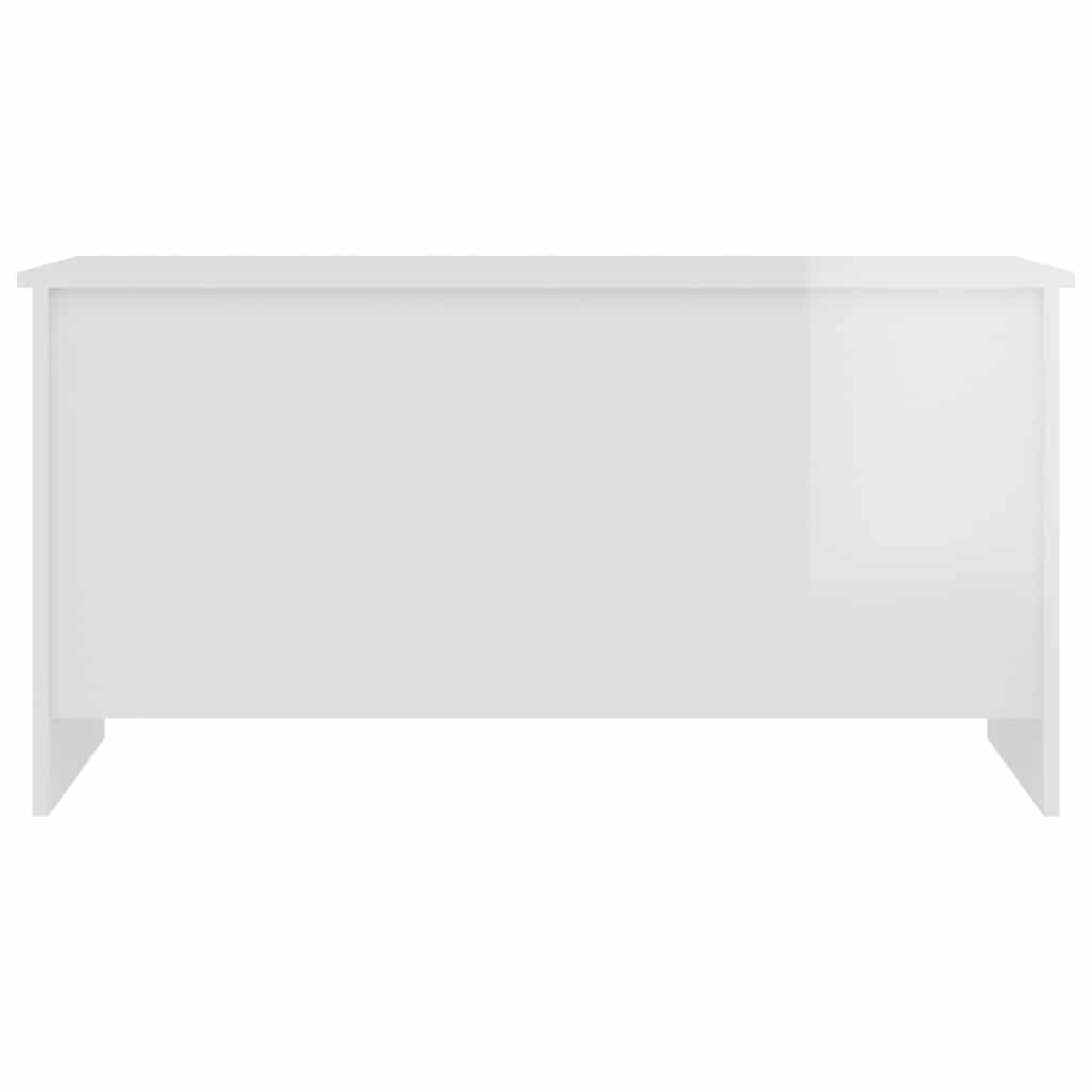 Tavolino Bianco Lucido 102x55,5x52,5 cm in Legno Multistrato
