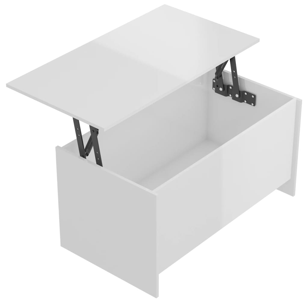 Tavolino Bianco Lucido 102x55,5x52,5 cm in Legno Multistrato | homemem39