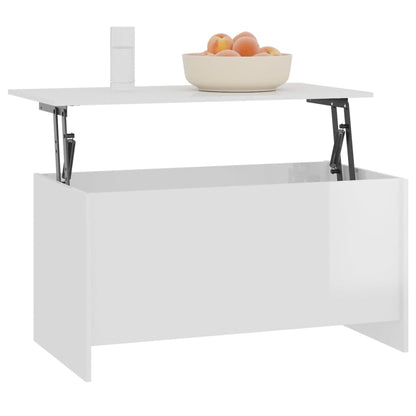 Tavolino Bianco Lucido 102x55,5x52,5 cm in Legno Multistrato | homemem39
