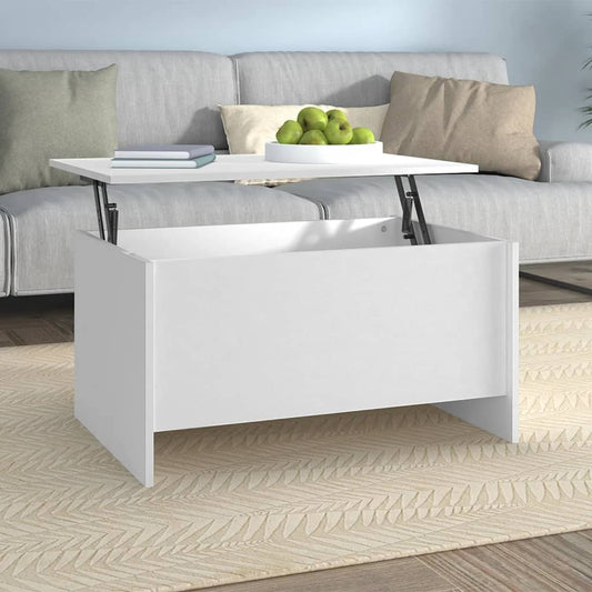 Tavolino da Salotto Bianco 80x55,5x41,5 cm in Legno Multistrato | homemem39