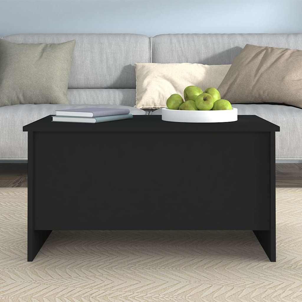 Tavolino da Salotto Nero 80x55,5x41,5 cm in Legno Multistrato
