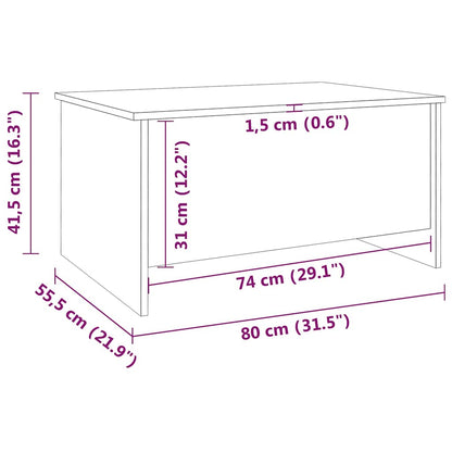 Tavolino da Salotto Nero 80x55,5x41,5 cm in Legno Multistrato