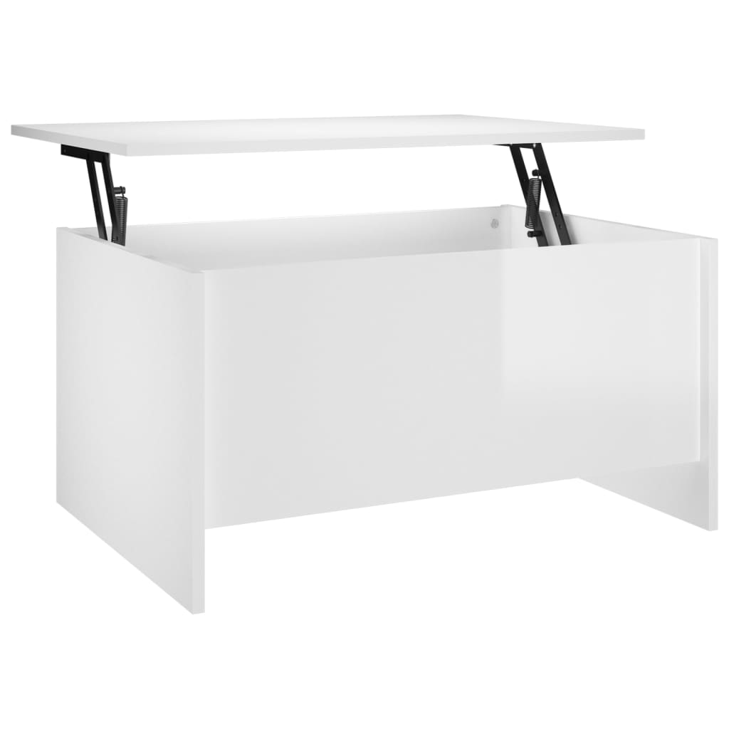 Tavolino Salotto Bianco Lucido 80x55,5x41,5cm Legno Multistrato | homemem39