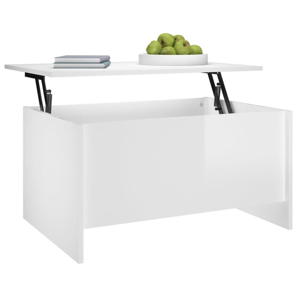 Tavolino Salotto Bianco Lucido 80x55,5x41,5cm Legno Multistrato | homemem39