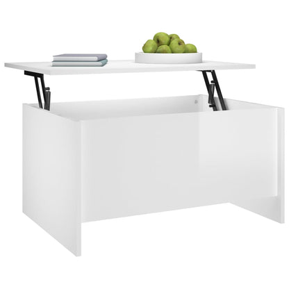 Tavolino Salotto Bianco Lucido 80x55,5x41,5cm Legno Multistrato | homemem39