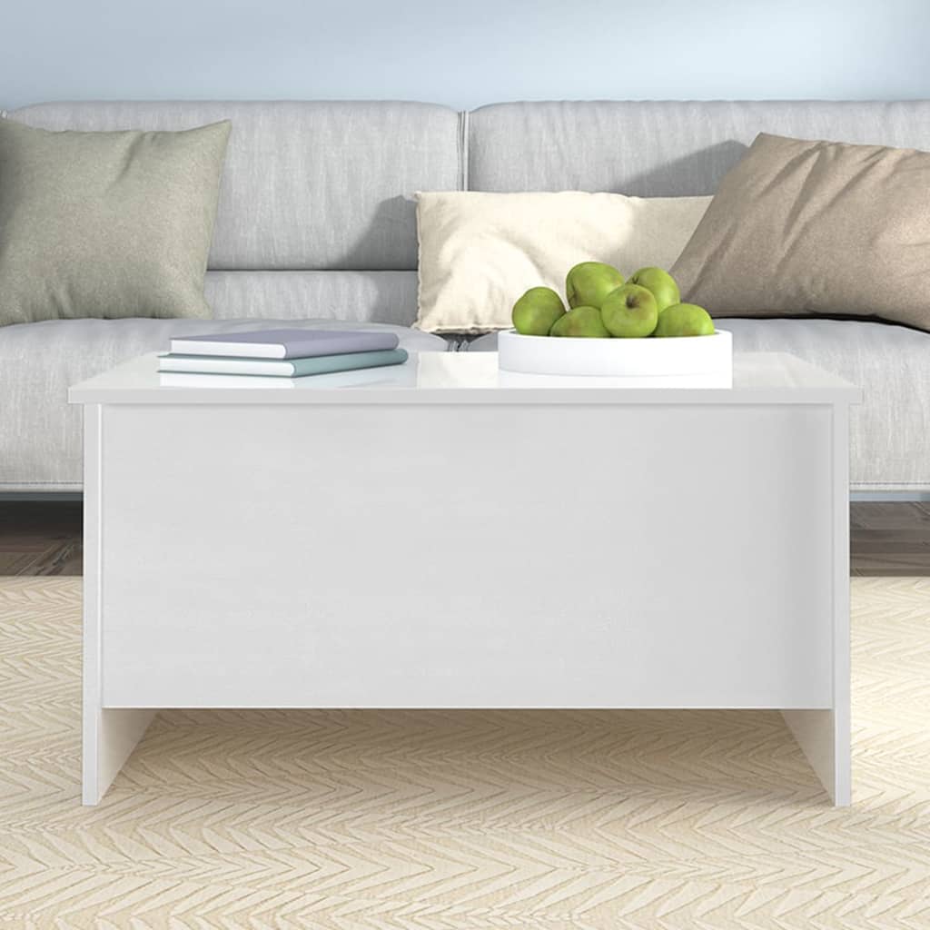 Tavolino Salotto Bianco Lucido 80x55,5x41,5cm Legno Multistrato | homemem39