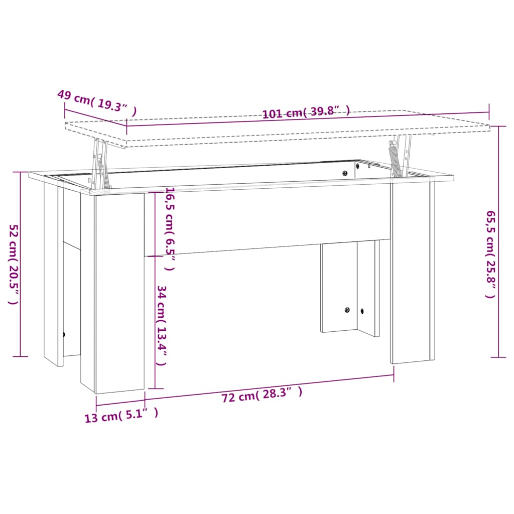 Tavolino da Salotto Nero 101x49x52 cm in Legno Multistrato