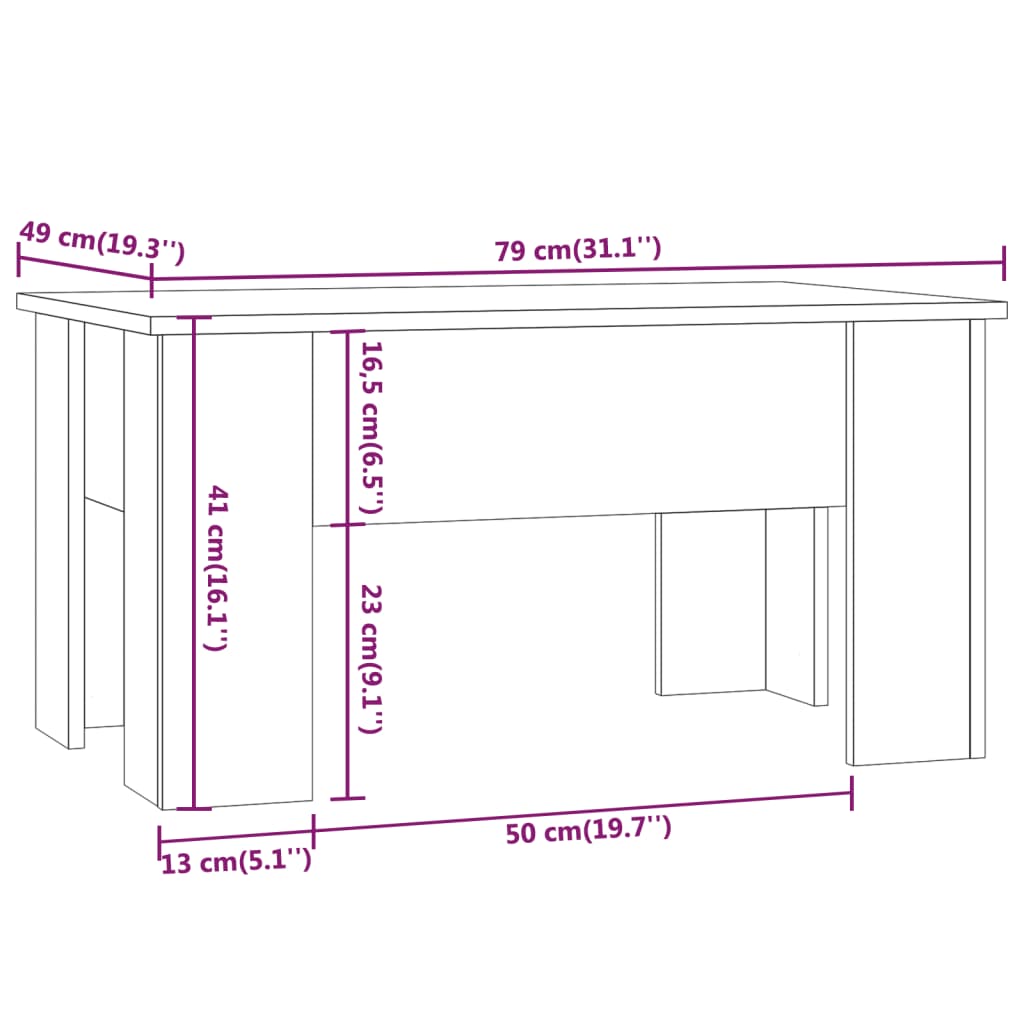 Tavolino da Salotto Rovere Sonoma 79x49x41 cm Legno Multistrato | homemem39