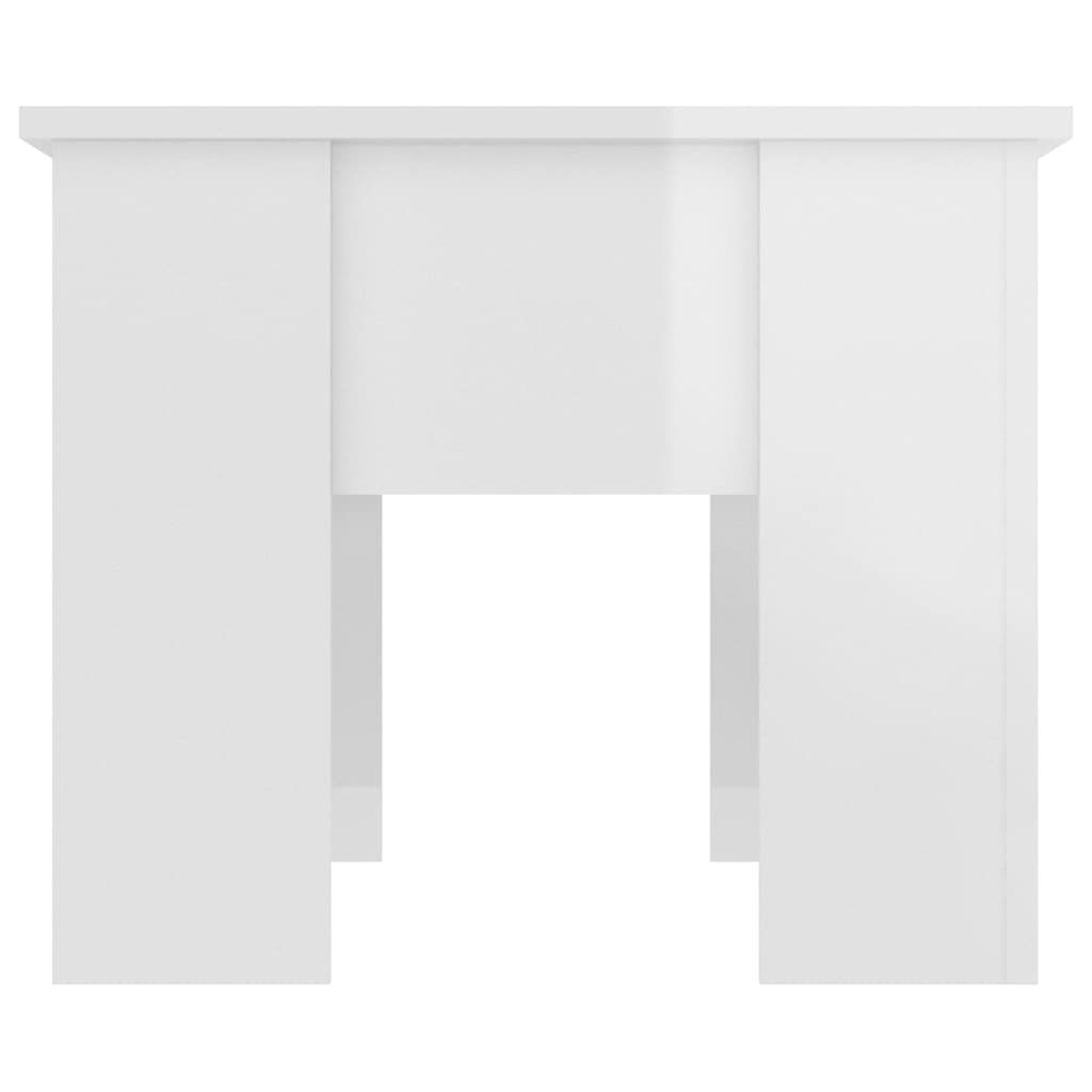 Tavolino Salotto Bianco Lucido 79x49x41 cm in Legno Multistrato