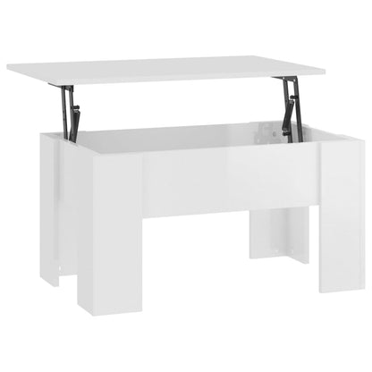 Tavolino Salotto Bianco Lucido 79x49x41 cm in Legno Multistrato | homemem39