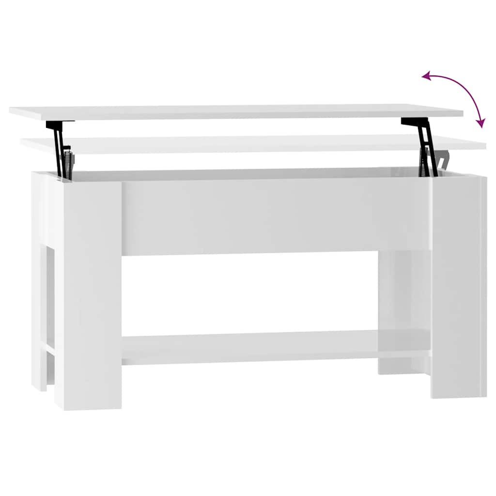 Tavolino Salotto Bianco Lucido 101x49x52 cm Legno Multistrato | homemem39