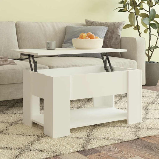 Tavolino da Salotto Bianco 79x49x41 cm in Legno Multistrato | homemem39
