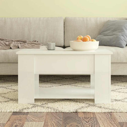 Tavolino Salotto Bianco Lucido 79x49x41 cm in Legno Multistrato | homemem39