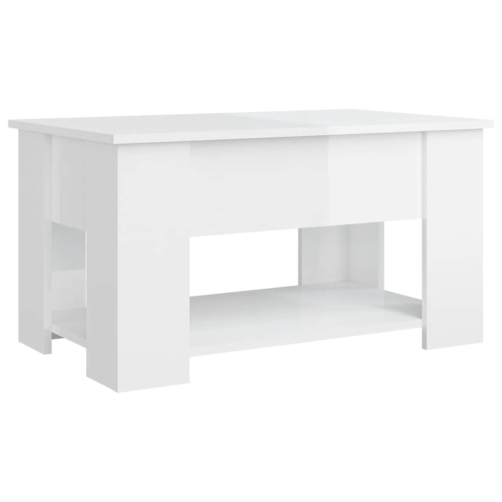 Tavolino Salotto Bianco Lucido 79x49x41 cm in Legno Multistrato | homemem39