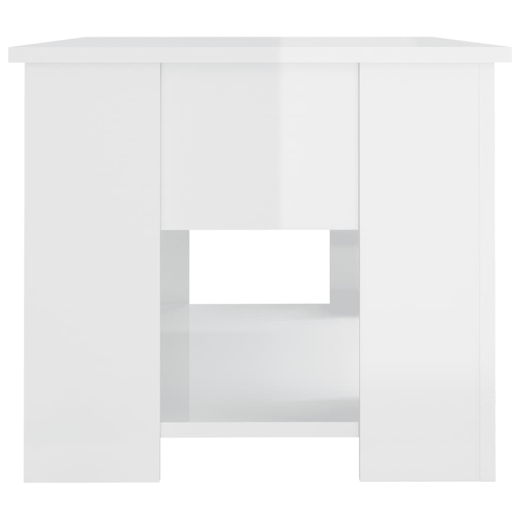 Tavolino Salotto Bianco Lucido 79x49x41 cm in Legno Multistrato | homemem39