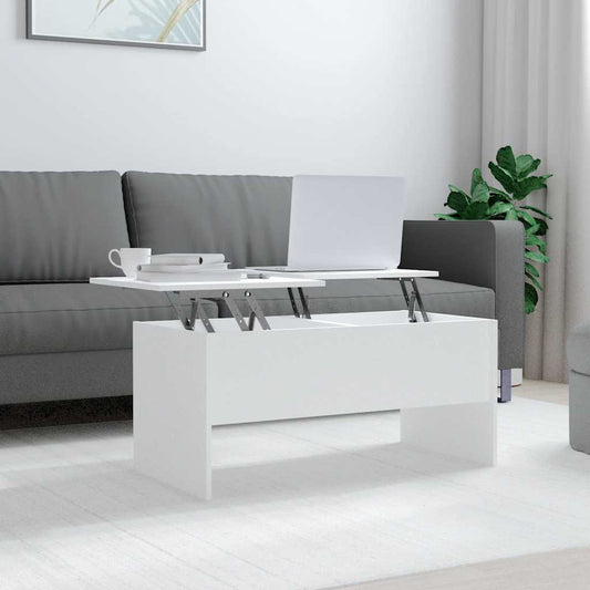 Tavolino da Salotto Bianco 102x50,5x46,5cm in Legno Multistrato | homemem39