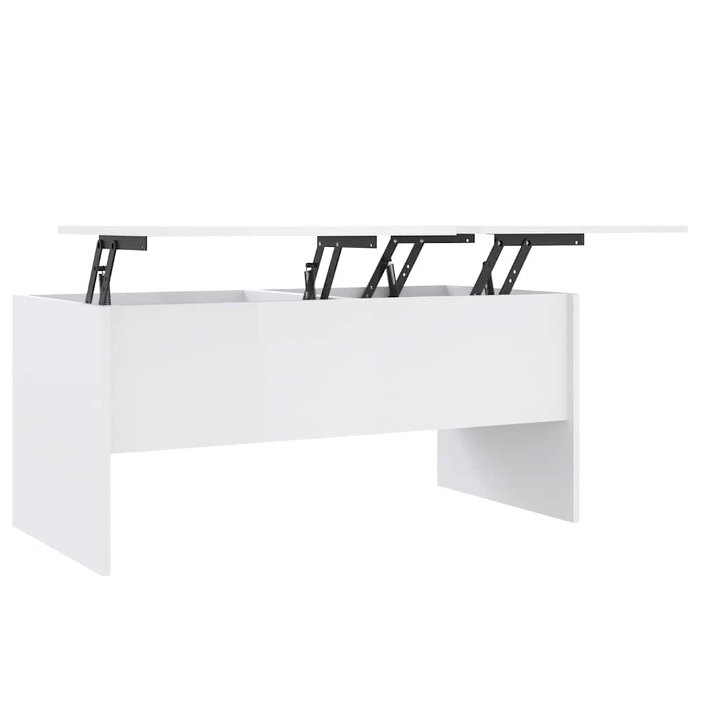 Tavolino Bianco Lucido 102x50,5x46,5 cm in Legno Multistrato | homemem39