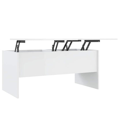 Tavolino Bianco Lucido 102x50,5x46,5 cm in Legno Multistrato | homemem39