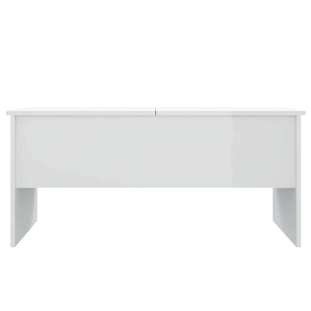 Tavolino Bianco Lucido 102x50,5x46,5 cm in Legno Multistrato