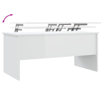 Tavolino Bianco Lucido 102x50,5x46,5 cm in Legno Multistrato