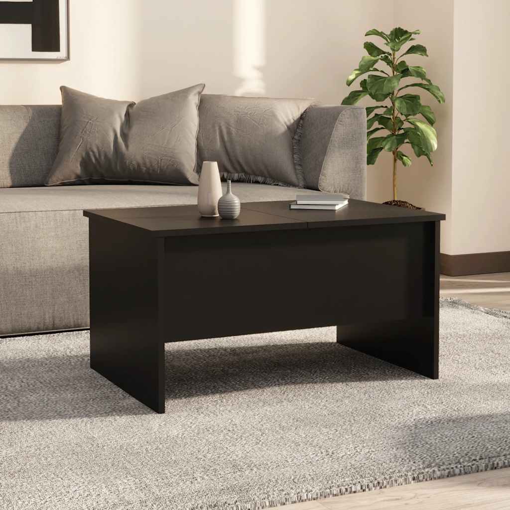 Tavolino da Salotto Nero 80x50x42,5 cm in Legno Multistrato | homemem39