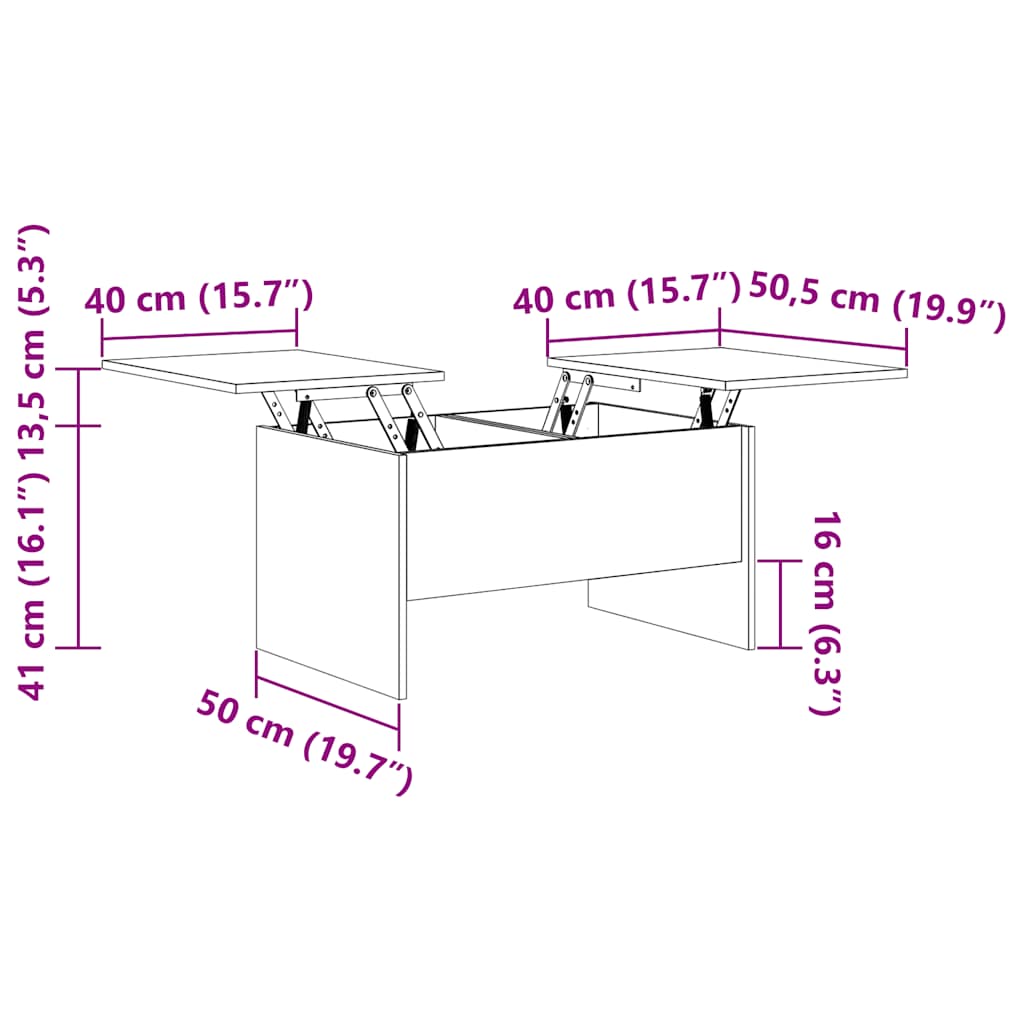 Tavolino da Salotto Nero 80x50x42,5 cm in Legno Multistrato | homemem39