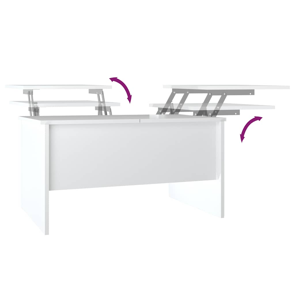Tavolino Salotto Bianco Lucido 80x50x42,5 cm Legno Multistrato | homemem39