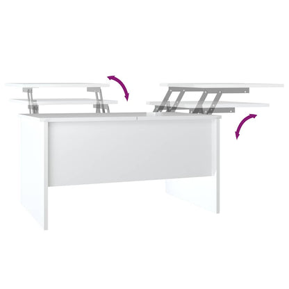Tavolino Salotto Bianco Lucido 80x50x42,5 cm Legno Multistrato | homemem39